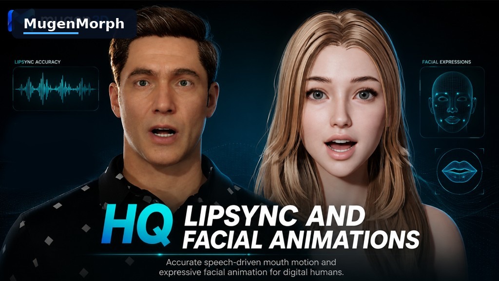 MugenMorph: HQ lipsync and facial animations for digital humans.